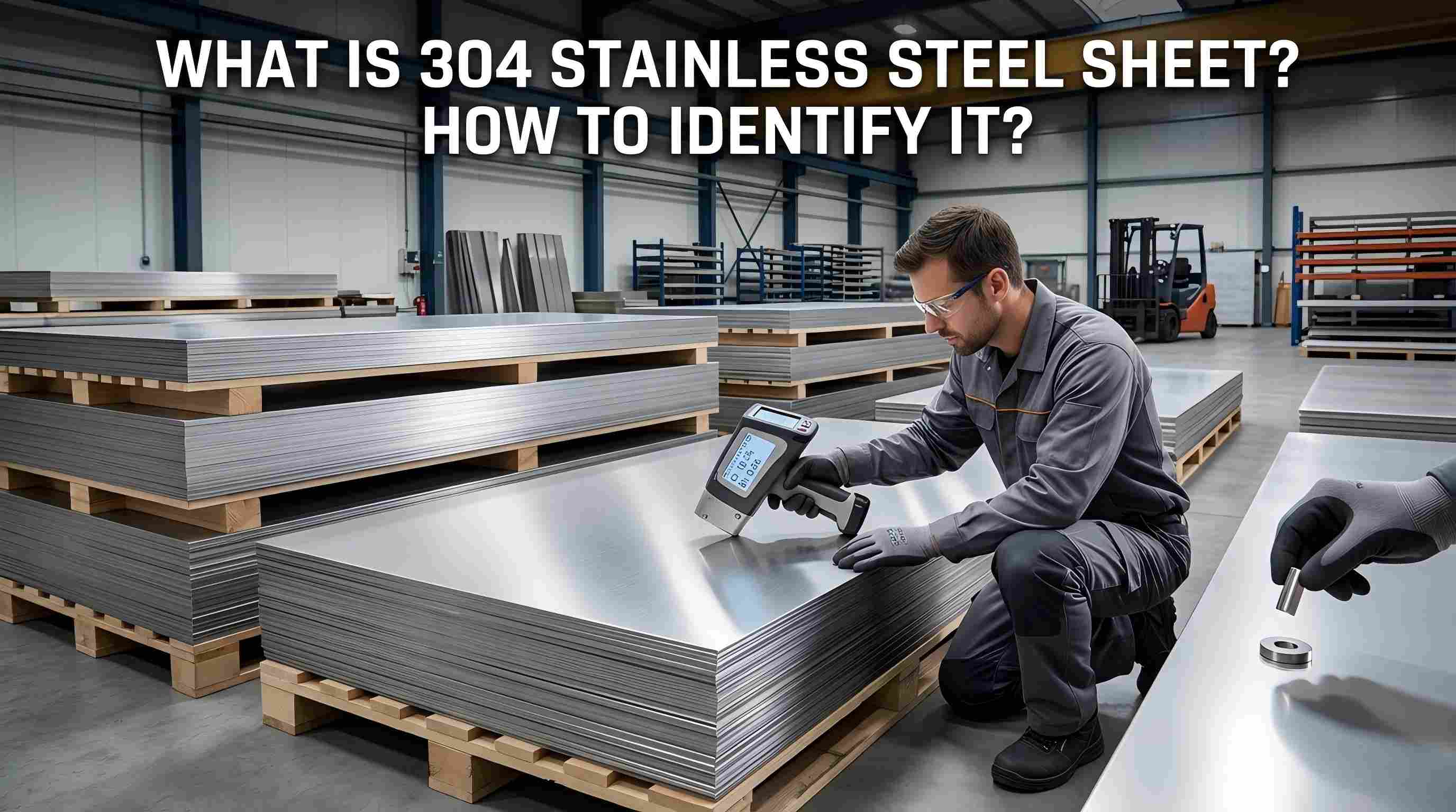 Factory worker testing 304 stainless steel sheets